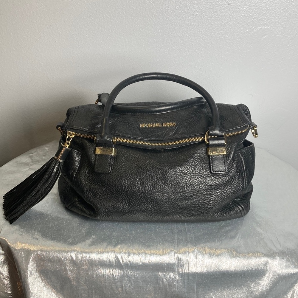 Michael Kors Black Satchel with Gold Hardware